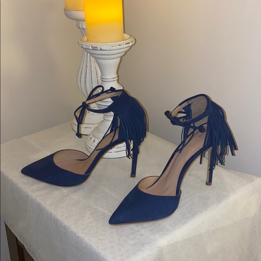 Aldo Blue Fringe Heels
